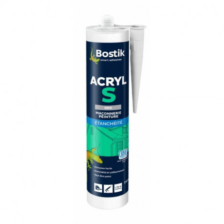 Mastic acrylique d'étanchéité Acryl S Bostik - 310 ml - Gris