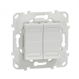 Bouton poussoir Unica KNX - 4 boutons - Led - avec support - Blanc