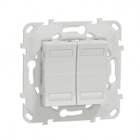 Bouton poussoir Unica KNX - 4 boutons - Led - avec support - Blanc