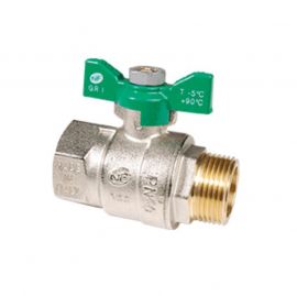 Vanne à sphère laiton - Mâle/Femelle - Ø3/4” - Manette papillon verte