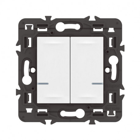 Interrupteur double connecté avec Neutre Mosaic with Netatmo 2x250W toutes lampes Legrand - blanc sans plaque