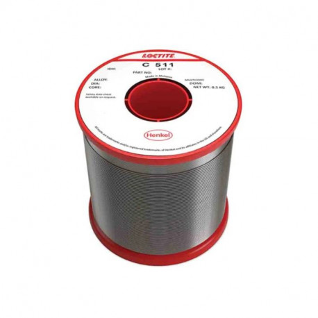 Bobine de fil à souder Loctite 511 - Etain 96.5% Argent 3% Cuivre 0.5% - ø 0.5mm - 0.5kg
