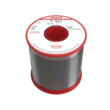 Bobine de fil à souder Loctite 511 - Etain 96.5% Argent 3% Cuivre 0.5% - ø 1mm - 0.5kg