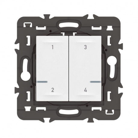 Commande sans fils pour ajout de 4 scénarios pour installation connectée Mosaic with Netatmo Legrand - blanc sans plaque