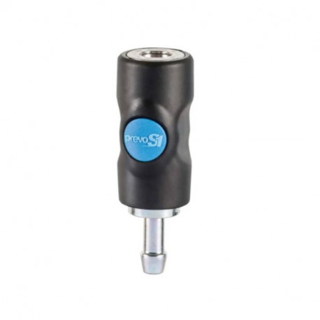 Raccord rapide air comprimé PREVOST - Tuyau cannelé Ø 8mm - ISO B6 - Corps composite - Bouton bleu