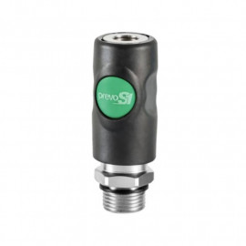 Raccord rapide air comprimé PREVOST - Filetage F.1/4" in M.1/4" - Européen 7.2/7.4mm - Corps composite - Bouton vert