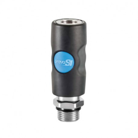 Raccord rapide air comprimé PREVOST - Filetage F.1/4" in M.1/4" - ISO B8 - Corps composite - Bouton bleu