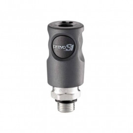 Raccord rapide air comprimé PREVOST - Filetage F.1/4" in M.1/4" - ISO C6 - Corps composite - Bouton noir