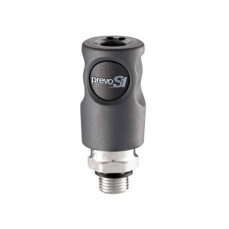 Raccord rapide air comprimé PREVOST - Filetage F.1/4" in M.1/4" - ISO C6 - Corps composite - Bouton noir