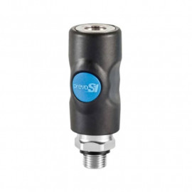 Raccord rapide air comprimé PREVOST - Filetage F.1/4" in M.1/4" - ISO B6 - Corps composite - Bouton bleu