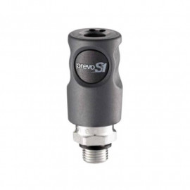 Raccord rapide air comprimé PREVOST - Filetage F.1/4" in M.1/4" - ISO C6 - Corps composite - Bouton noir