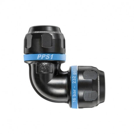 Raccord coudé pour air comprimé PPS1 9C25 Prevost - Ø 25mm - Aluminium - Noir