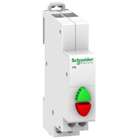 Bouton-poussoir double - 1 NO vert + 1 NF - rouge - 20 A - 230 VCA - Acti9 - iPB 