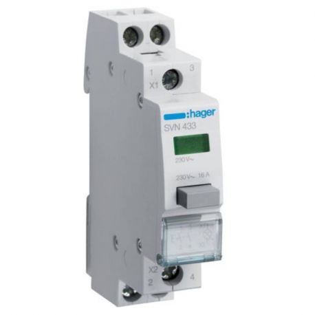 Bouton poussoir à accrochage - contact 2F - avec voyant vert