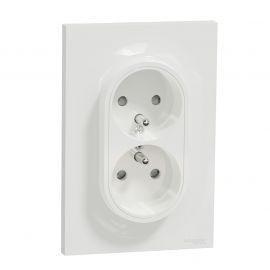 Odace prise double bornes à vis 2P+T - Blanc