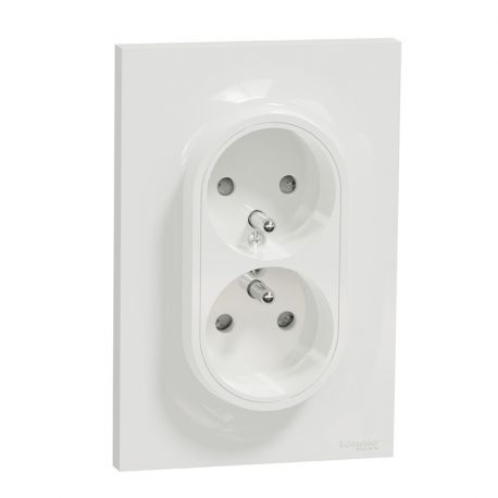 Odace prise double bornes à vis 2P+T - Blanc