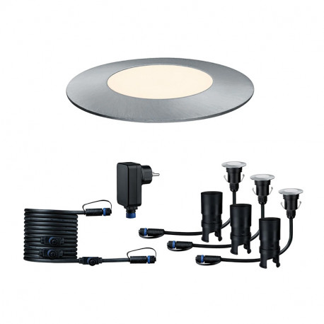 Kit de base Floor Mini Plug § Shine Paulmann - 3 luminaires encastrés de sol - Argent