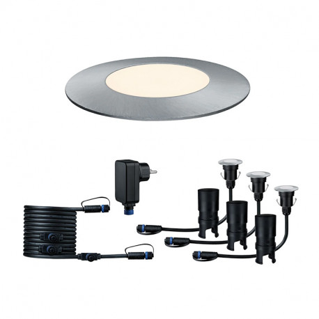 Kit de base Floor Mini Plug § Shine Paulmann -  3 luminaires encastrés de sol - Argent