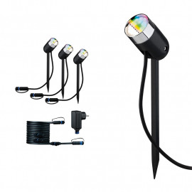 Kit de base Projecteur de jardin Plug & Shine LED Smart Home Zigbee Pike Paulmann - 3x4,5W - IP44 - Anthracite