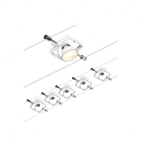 Spots sur câble tendu kit Mac 2 WIRE sans ampoules Paulmann - Leds - Blanc dépoli - 5X10W - 230/12 V