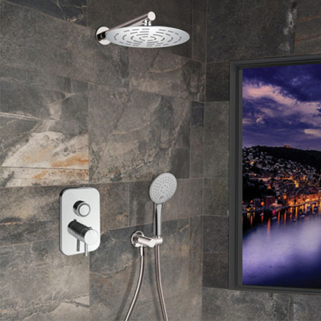 Ensemble de douche à encastrer Open Click Paini - Douche de tête Ø 250 mm - Chromé