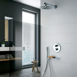 Ensemble de douche à encastrer Cox Tab Paini - Douche de tête Ø 250 mm - Chromé - Avec tablette
