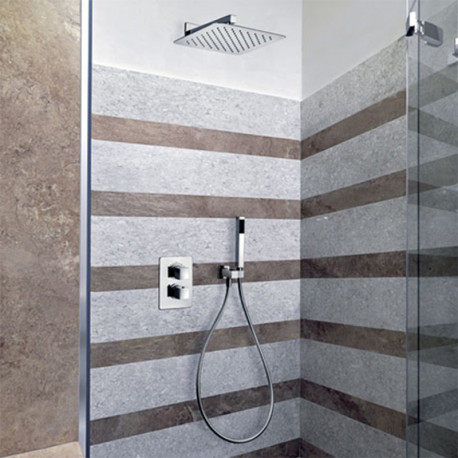 Ensemble de douche à encastrer Dax Square Paini - Douche de tête Ø 300 mm - Chromé