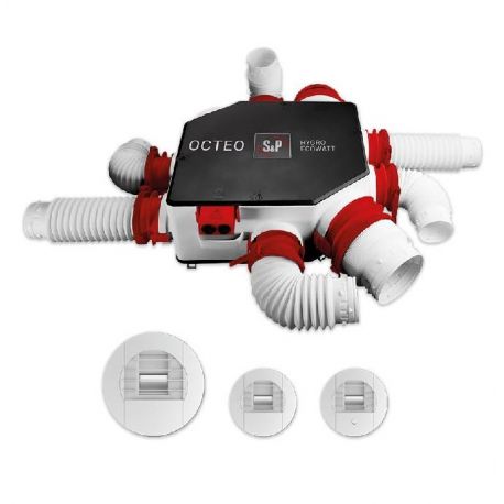 Kit VMC simple flux OCTEO HYGRO ECO HP Unelvent - à partir de 7.3 WThC - 6 sanitaires