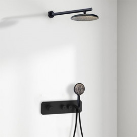 Ensemble de douche à encastrer Spirit Black PVD Paini - Douche de tête Ø 220 mm - Noir mat
