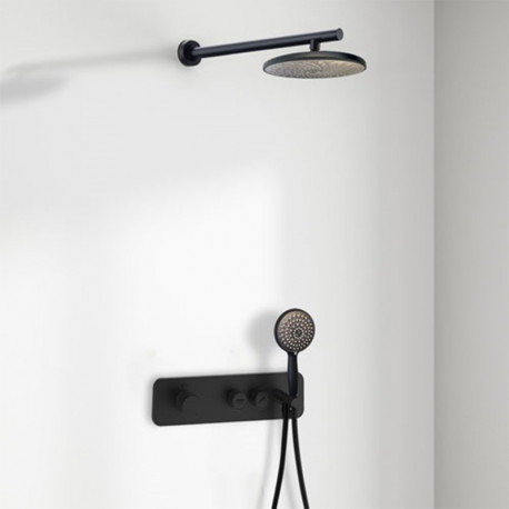 Ensemble de douche à encastrer Spirit Black PVD Paini - Douche de tête Ø 220 mm - Noir mat