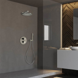 Ensemble de douche à encastrer Cox Paini - Douche de tête Ø 250 mm - PVD gris acier
