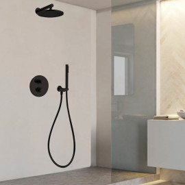 Ensemble de douche à encastrer Cox Paini - Pomme de tête 250 mm - Noir brillant titanium