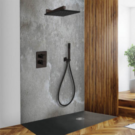 Ensemble de douche à encastrer DAX Paini - Pomme de tête 250x250 mm - Noir brillant