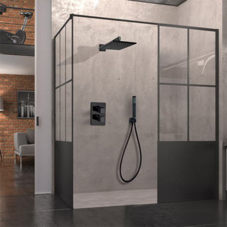 Ensemble de douche à encastrer DAX Paini - Pomme de tête 250x250 mm - Noir mat
