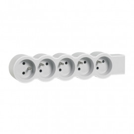 Rallonge multiprise extra-plate Legrand - 5 prises - A câbler - Blanc/Gris