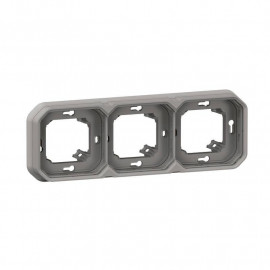 Support de plaque étanche Plexo Legrand - Pour montage encastré - 3 postes - Gris