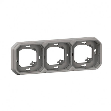 Support de plaque étanche Plexo Legrand - Pour montage encastré - 3 postes - Gris