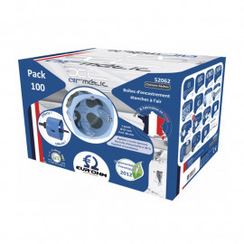 Pack de 100 boîtes d'appareillage étanche à l'air + scie cloche offerte - 1 poste - Diamètre 67 mm - Profondeur 40 mm