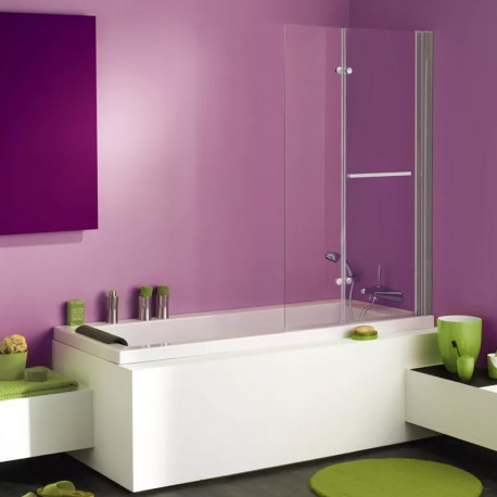 Pare baignoire Aquance - 2 volets - Pivotant - Pliant - Relevable - Profilé silver