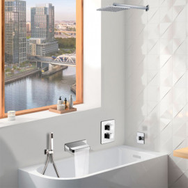 Ensemble bain douche à encastrer Dax 3 sorties Paini - Chromé - Douche de tête mural