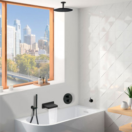 Ensemble bain douche à encastrer Cox PVD 3 sorties Paini - PVD noir mat - Douche de tête plafond