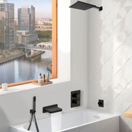 Ensemble bain douche à encastrer Dax Paini - PVD noir mat - Douche de tête murale