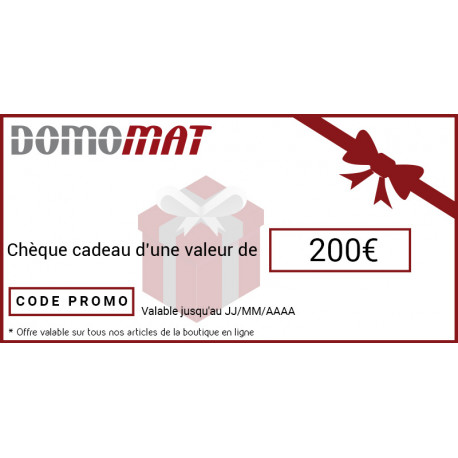 Chèque cadeau Domomat de 200€