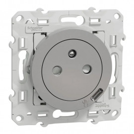 Prise de courant et USB Odace Schneider Electric - 10.5W - Aluminium
