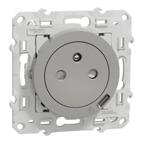 Prise de courant et USB Odace Schneider Electric - 10.5W - Aluminium