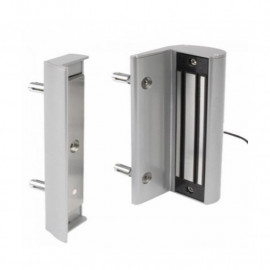 Ventouse électromagnétique en applique Locinox - A rupture - 300kg - 12 ou 24 V DC - Avec poignée - Gris