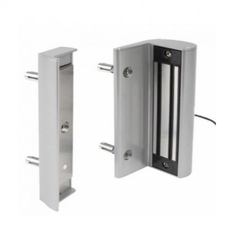 Ventouse électromagnétique en applique Locinox - A rupture - 300kg - 12 ou 24 V DC - Avec poignée - Gris