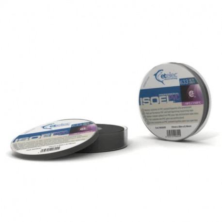 Ruban adhésif isolant Isoel 633 Agi Robur - PVC - 10m x 19mm - Noir