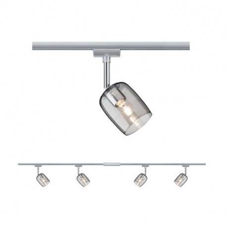 Kit URail Blossom Paulmann - G9 - 4x10W - Dimmable - Chrome mat / Chrome/ Verre fumé