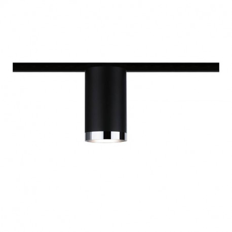 Spot sur rail Tube URail Paulmann - GU10 - 10W max - Dimmable - Noir mat/ chromé - Sans ampoule